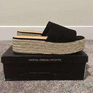 Women’s Black Suede Espadrille platform shoes